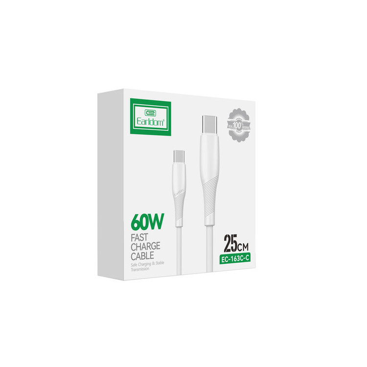 کابل تایپ سی ارلدام 60 وات EC-163C-C طول 0.25 متر
