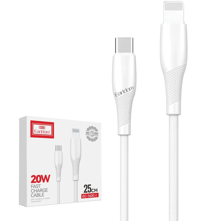 کابل تایپ سی به لایتنینگ ارلدام 20 وات EC-163C-i طول 0.25 متر