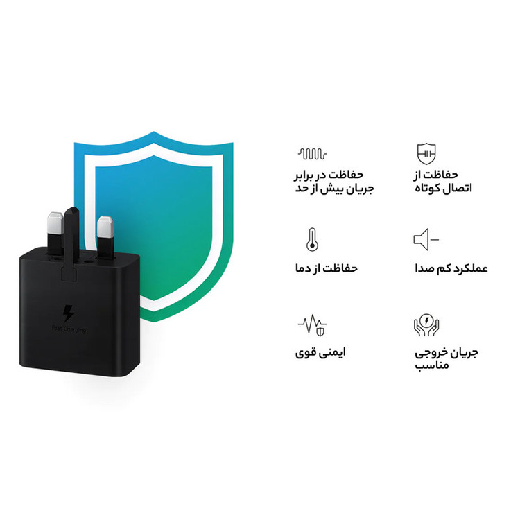 کلگی شارژر 45 وات تایپ سی سامسونگ EP-TA845 اصل چین (گارانتی اکسیژن)