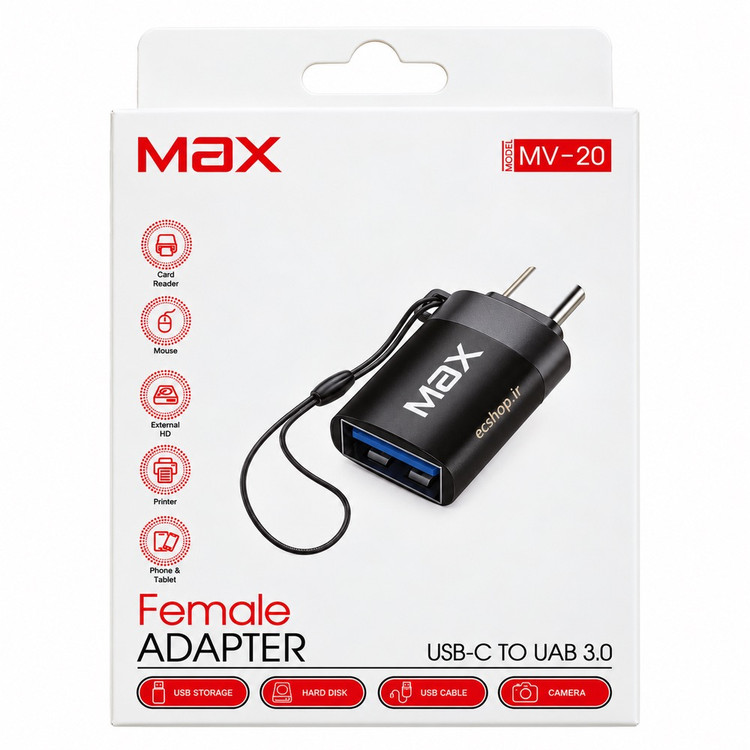 تبدیل OTG برند Max تایپ سی به USB مدل MV-20